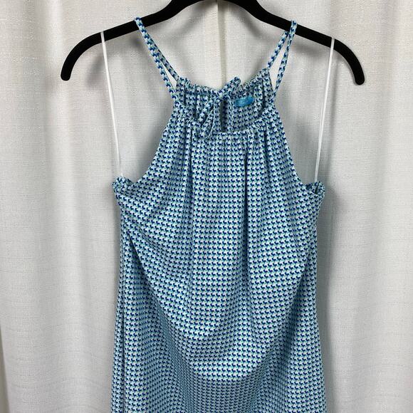 J.McLaughlin Blue&White Print Maria Catalina Cloth Sleeveless Dress Sz.M - Picture 5 of 12